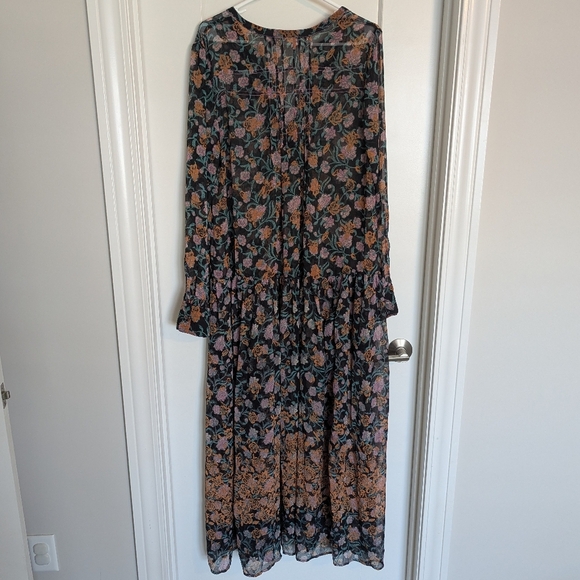 Free People Black See It Through Maxi Dress sz L **no slip included** - Picture 6 of 7